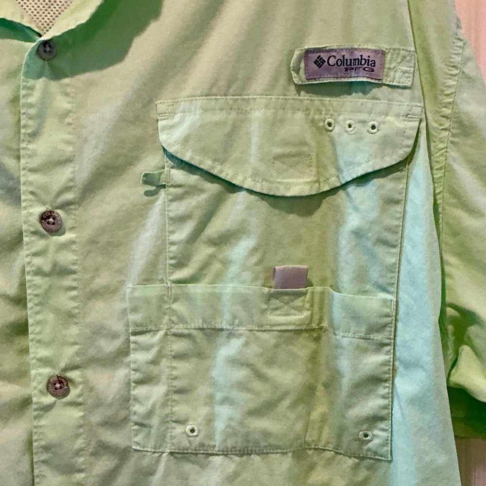 Columbia PFG Men’s Bahama II Lime Green Outdoor Fishing Shirt Lightweight XLT - Picture 5 of 9